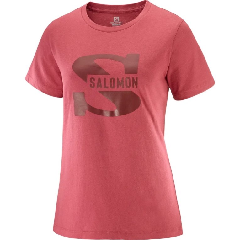 Salomon Outlife Big Logo Short Sleeve Women's T-Shirts Red | CA 10W39